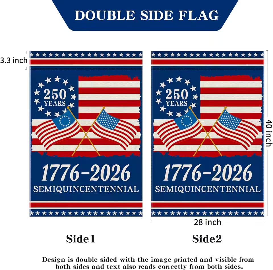 250th Anniversary America Garden Flag, 1776-2026 USA 250 Years Banner